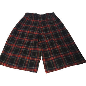 Vintage Corbin Ltd Shorts Red Plaid Tartan Pleated Wmn 24" waist High Waist